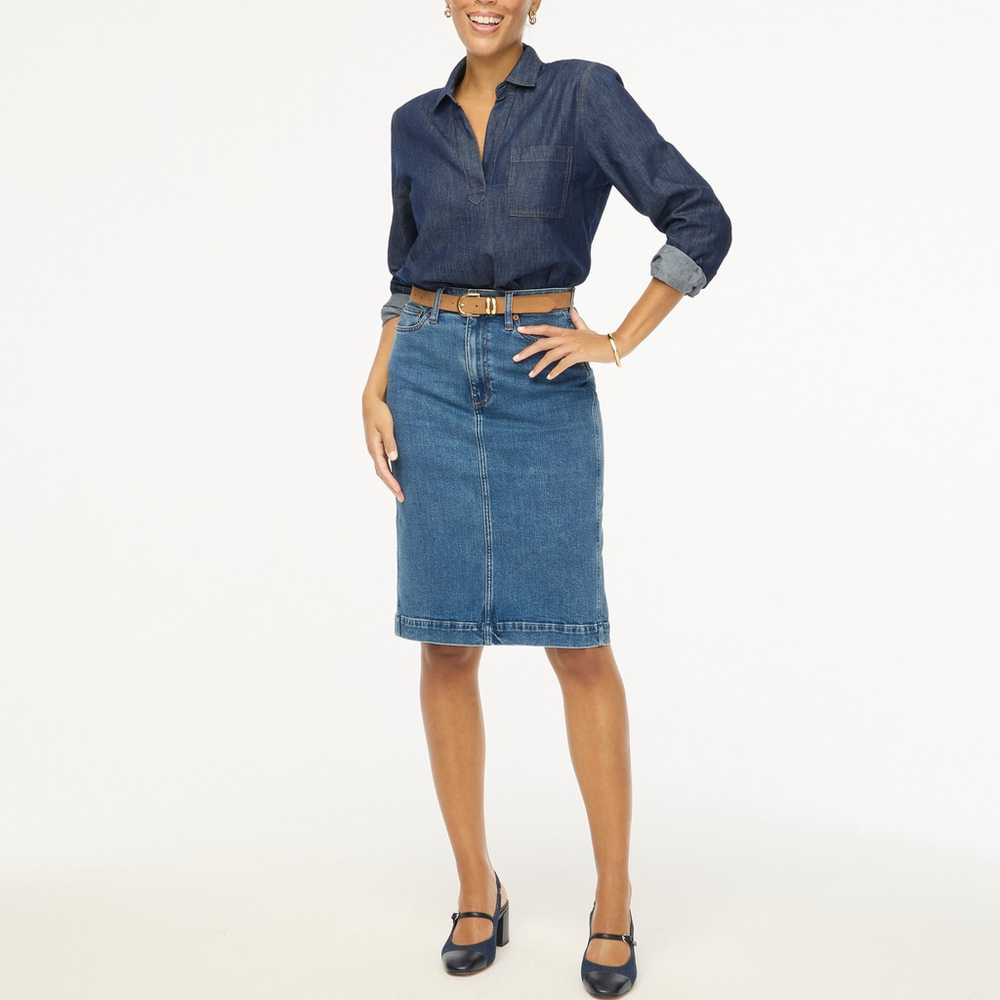 J. Crew Blue Denim Pencil Skirt
